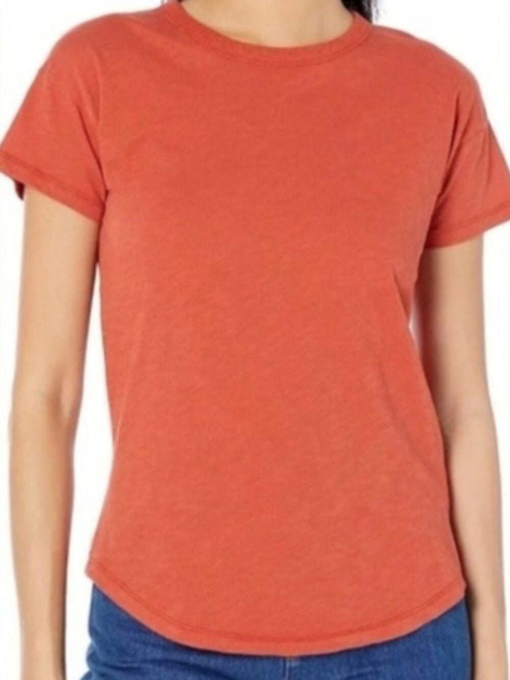 Madewell Whisper Cotton Rib-Crewneck Short Sleeve Tee in Burnt Orange Women's S